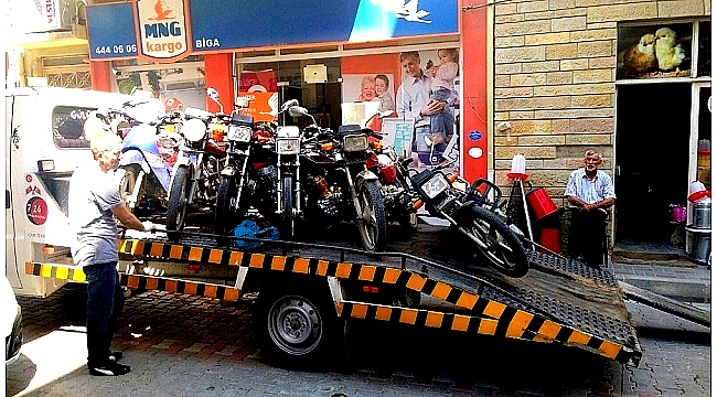 Biga'da Ruhsatsız motosikletler toplanıyor