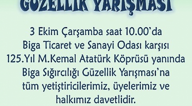 Biga Sığırcılığı Güzellik Yarışması'na davetlisiniz..!