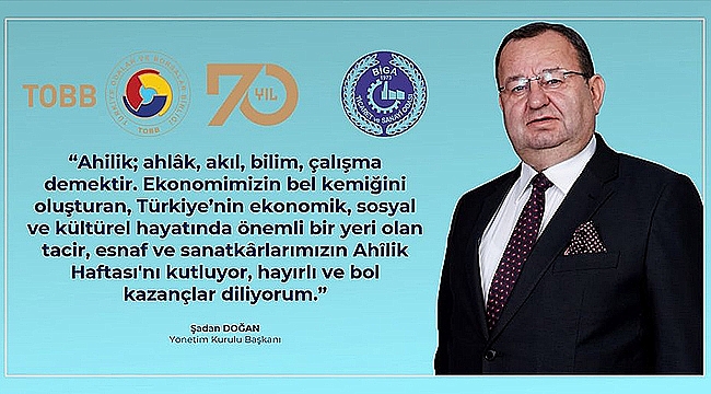 "TÜM ESNAF ve TACİRLERİMİZİN 2022 YILI AHİLİK HAFTASI KUTLU OLSUN"