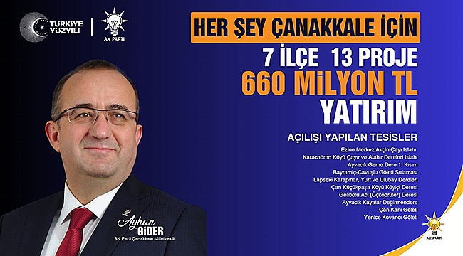 ÇANAKKALE'YE 660 MİLYONLUK YATIRIM