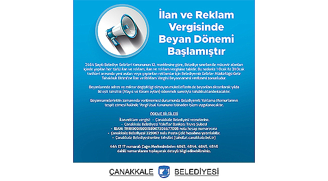 İLAN VE REKLAM VERGİSİNDE BEYAN DÖNEMİ BAŞLADI