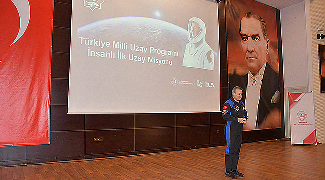 TÜRKİYE'NİN İLK ASTRONOTU ALPER GEZERAVCI ÇTSO'DA ÖĞRENCİLERLE BULUŞTU